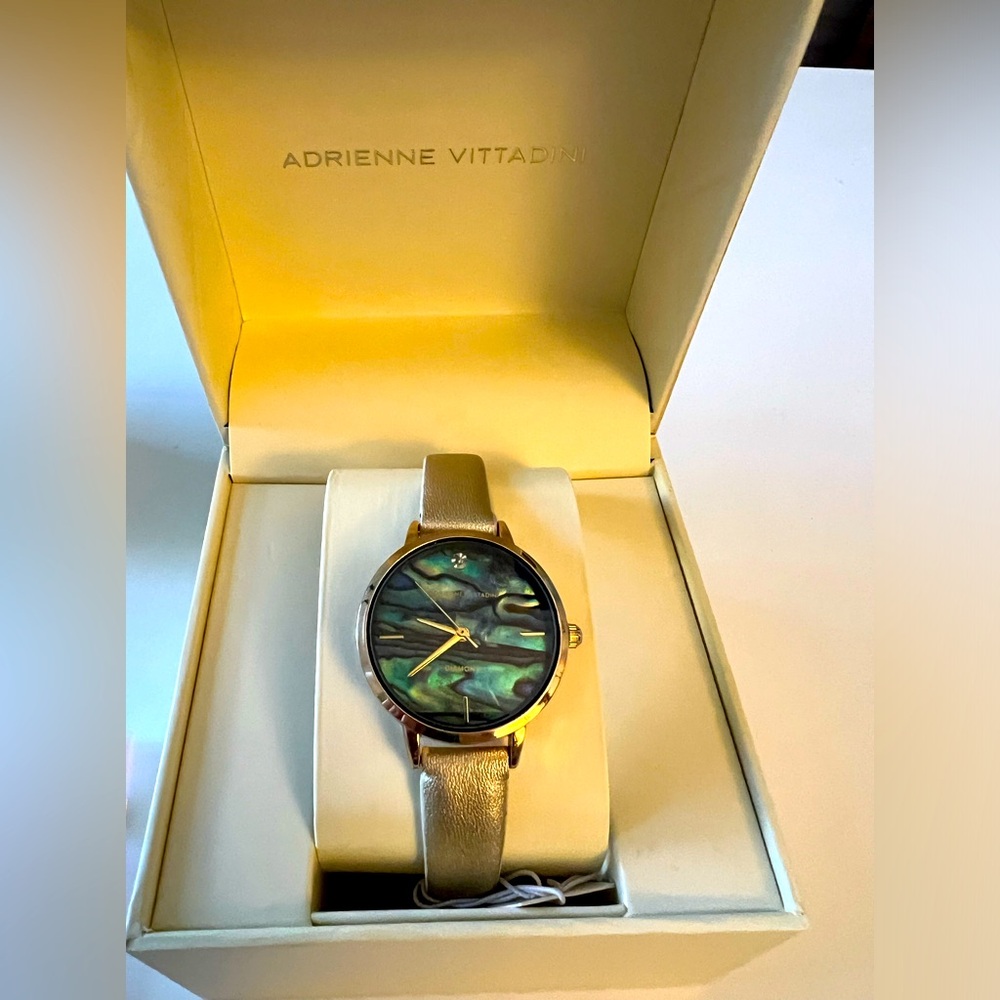 Adrienne Vittadini Gold Watch with Aqua Blue Face